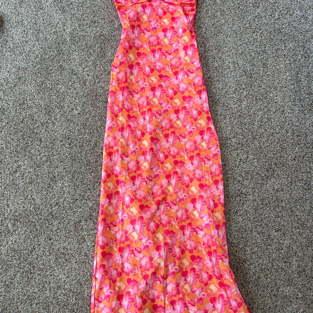 Beginning Boutique Pink and Orange Floral Dress